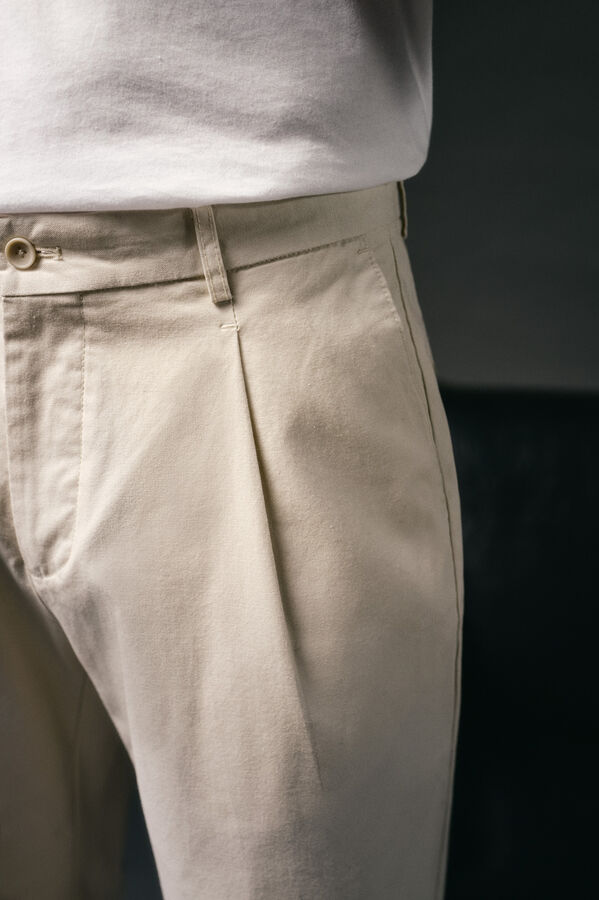 OOTO Pantal&oacute;n chino pinzas Marfil