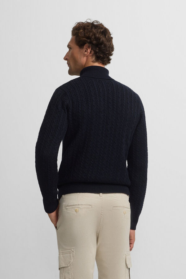 Silbon Camisola de gola com tricô oitos Azul