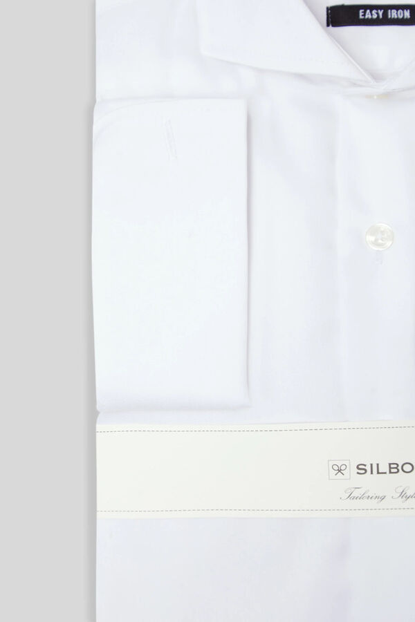 Silbon Camisa de vestir punho duplo easy iron Branco