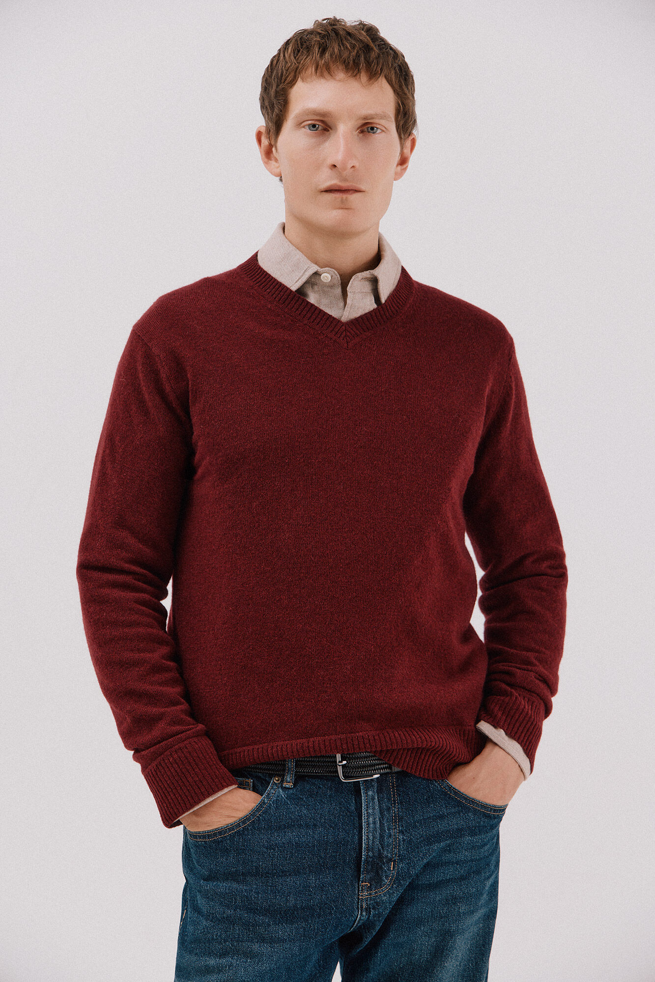 Cortefiel Jersey lana lambswool cuello pico