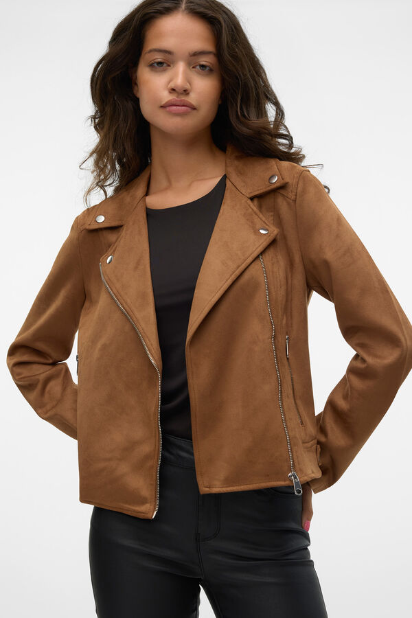 Vero Moda Cazadora de ante con tachuelas Marr&oacute;n