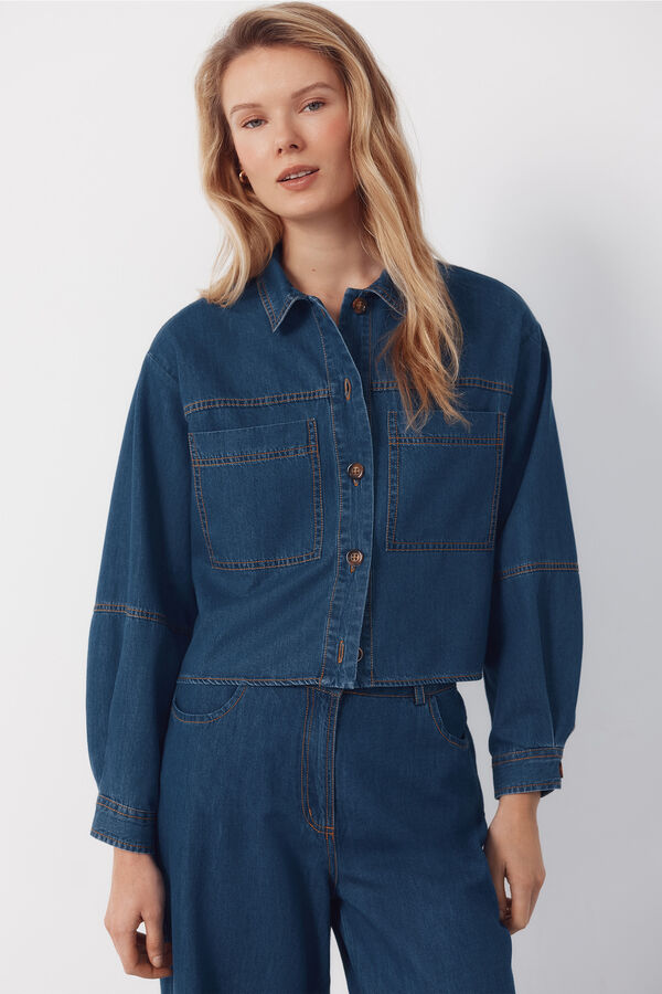 Cortefiel Soft denim shirt Blue