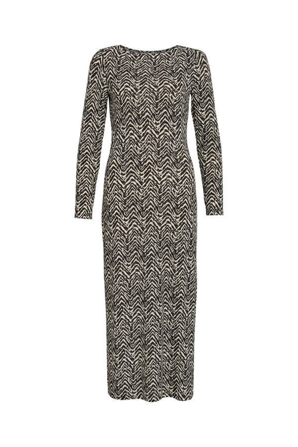 Vila Vestido midi estampado de manga larga Estampado gris