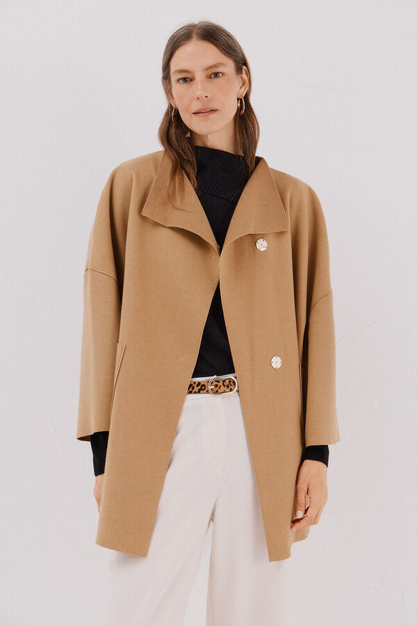 Cortefiel Sobretudo com tecido leve Tostado