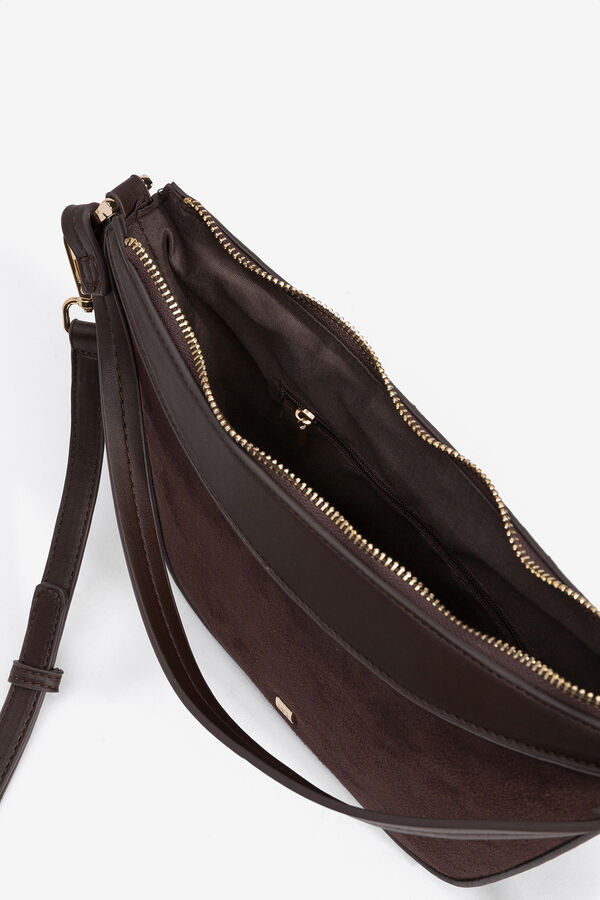 Vilanova Mala com efeito camur&ccedil;a combinada Castanho