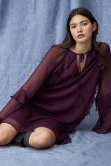 Vila Vestido curto de chiffon com babados Roxo