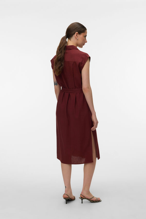 Vero Moda Vestido 7/8 camisero Marr&oacute;n