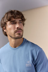 OOTO Camiseta b&aacute;sica manga larga Azul