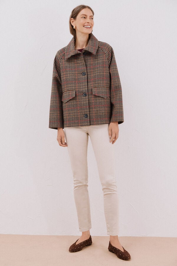 Cortefiel Short fabric coat Brown