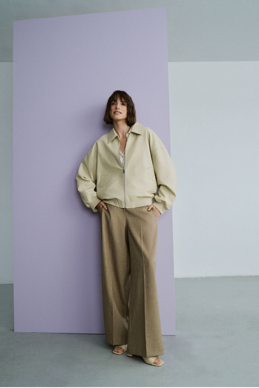 Chaqueta bomber efecto piel