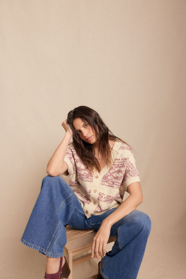 Slowlove jacquard Colete Ecru