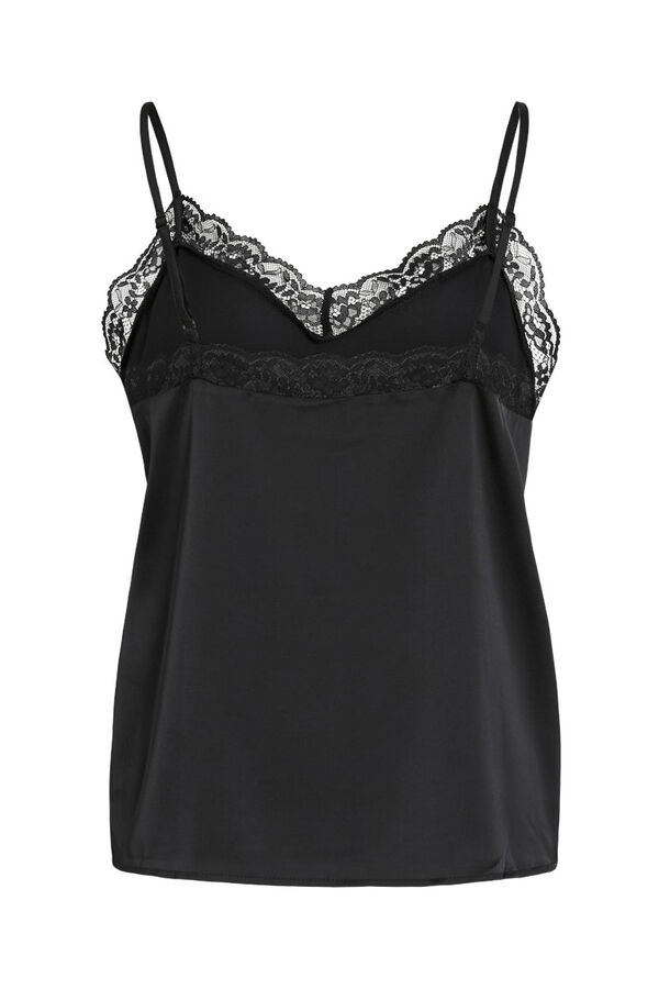 Vila Top lencero satinado con encaje Negro