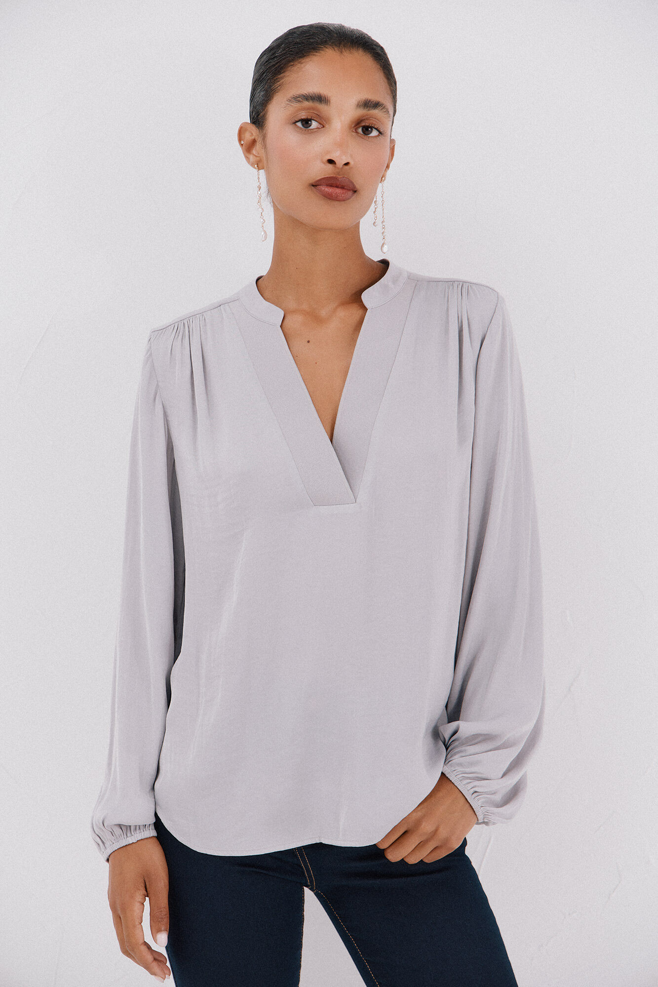 Cortefiel Blusa de satin fluido