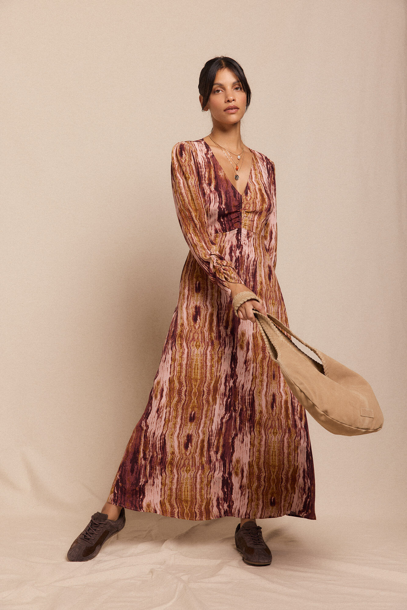 Slowlove Vestido estampado franzido