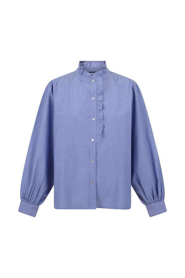 Cortefiel Blusa riscas com gola franzida Azul