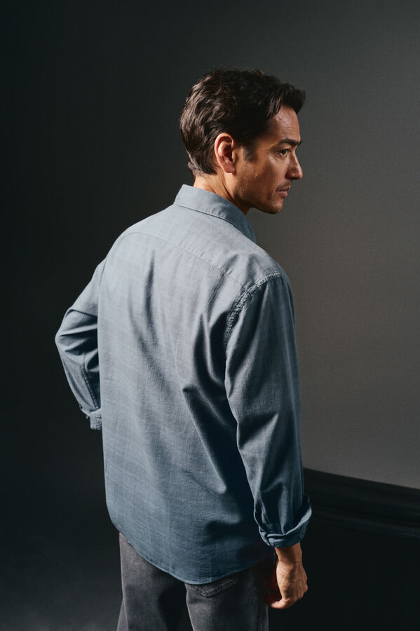 OOTO Camisa cuadro sobretintado Azul marino