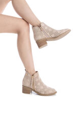 XTI Faux suede heeled perforated ankle boot Beige