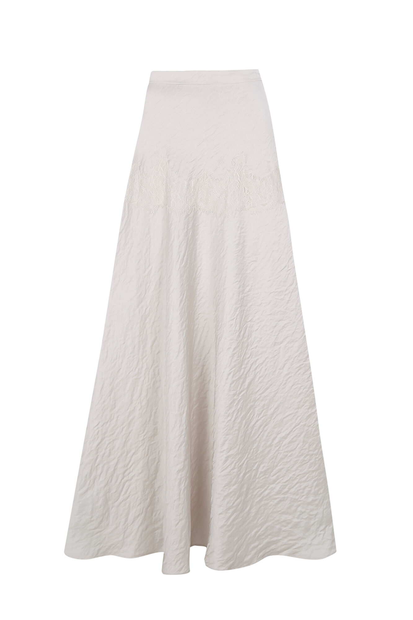 Slowlove Falda midi satinada con encaje