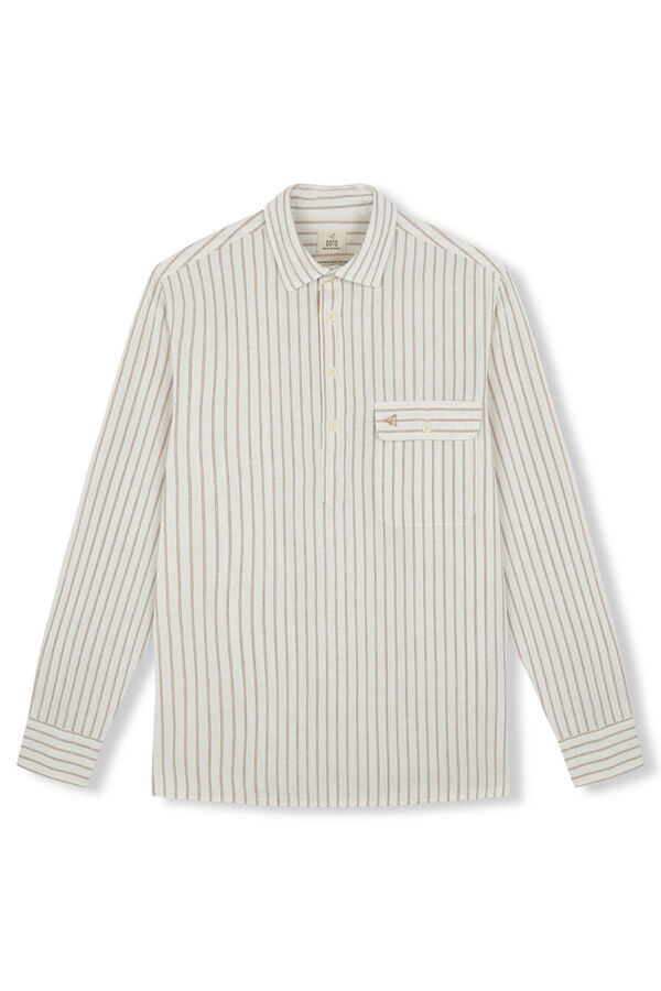 OOTO Polera de algod&oacute;n con lino Ecru