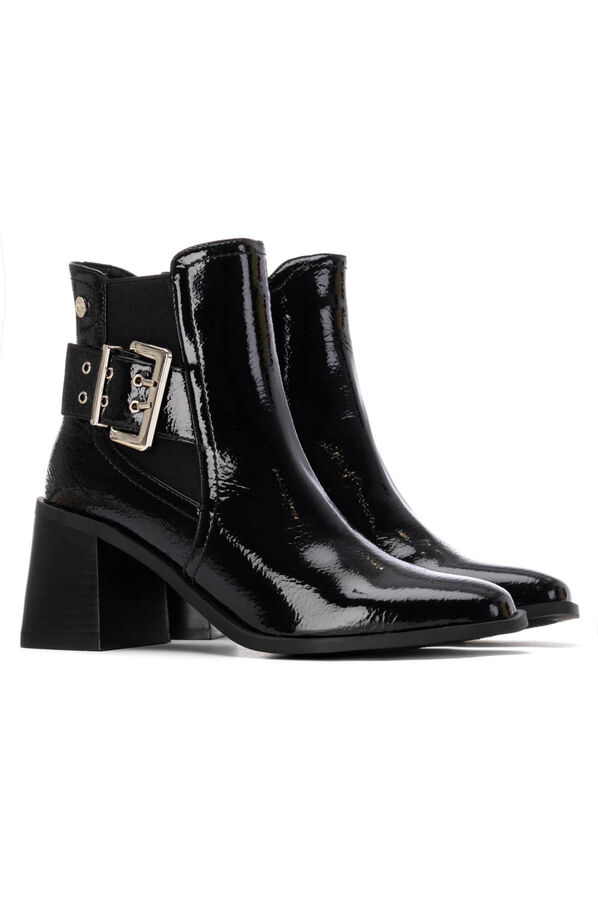 XTI Botins de salto estilo Chelsea Preto