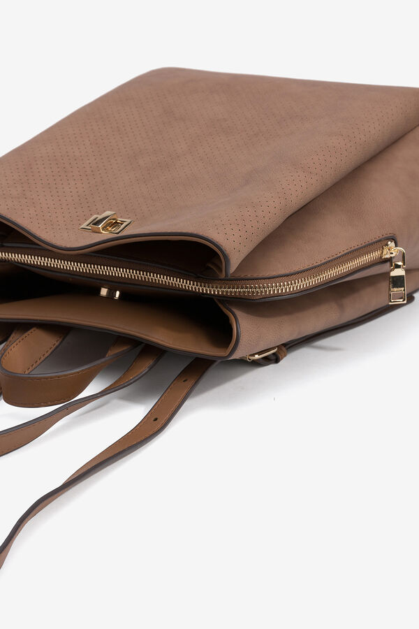 Vilanova Mochila com efeito camur&ccedil;a perfurada Castanho