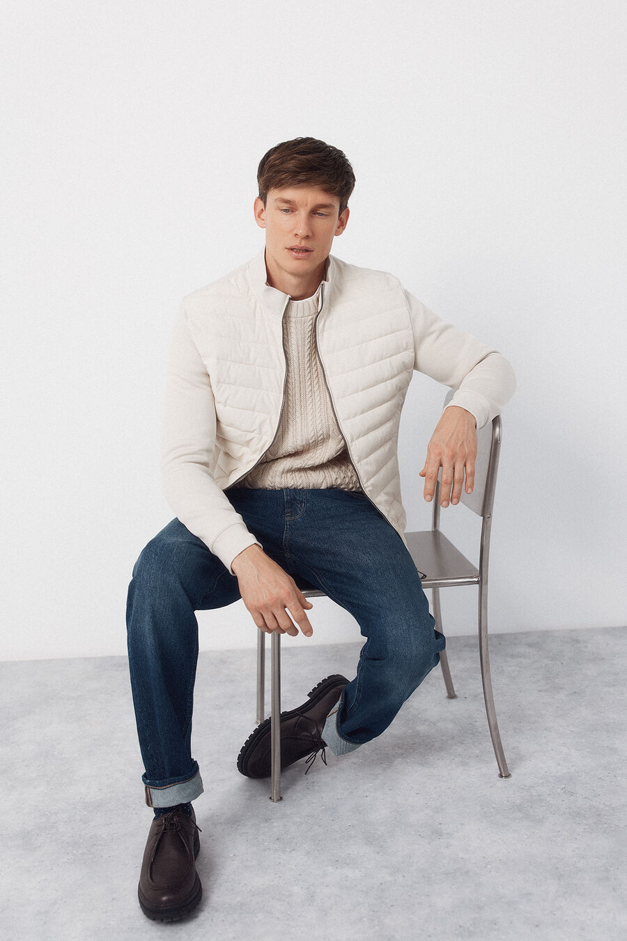 Cárdigan tejido combinado