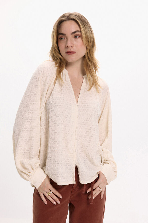 Vila Blusa de manga comprida com gola mao Tostado