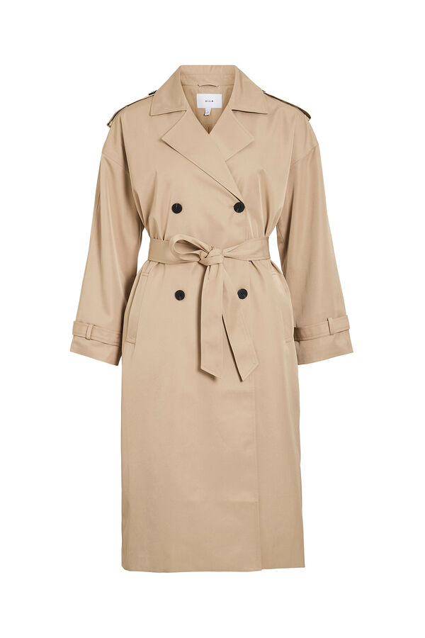 Vila Long knotted trench coat Beige
