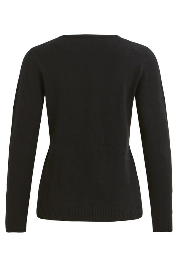 Vila Jersey de punto cuello en V de viscosa Negro