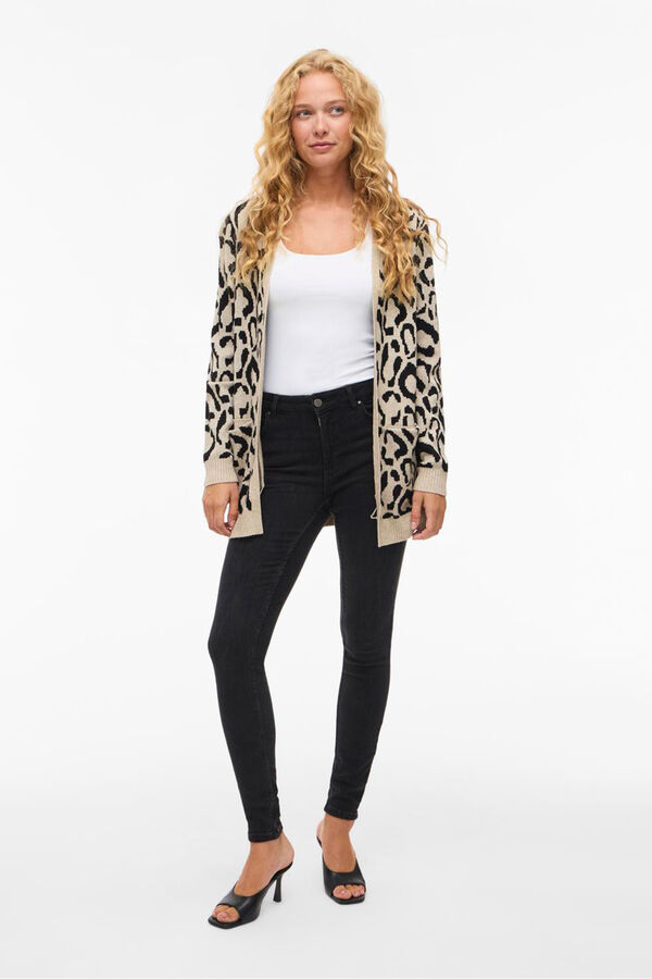 Vila Print viscose midi cardigan Printed beige