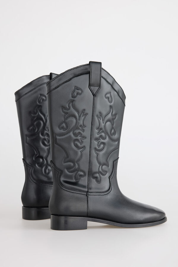 Slowlove Flat leather boot Black