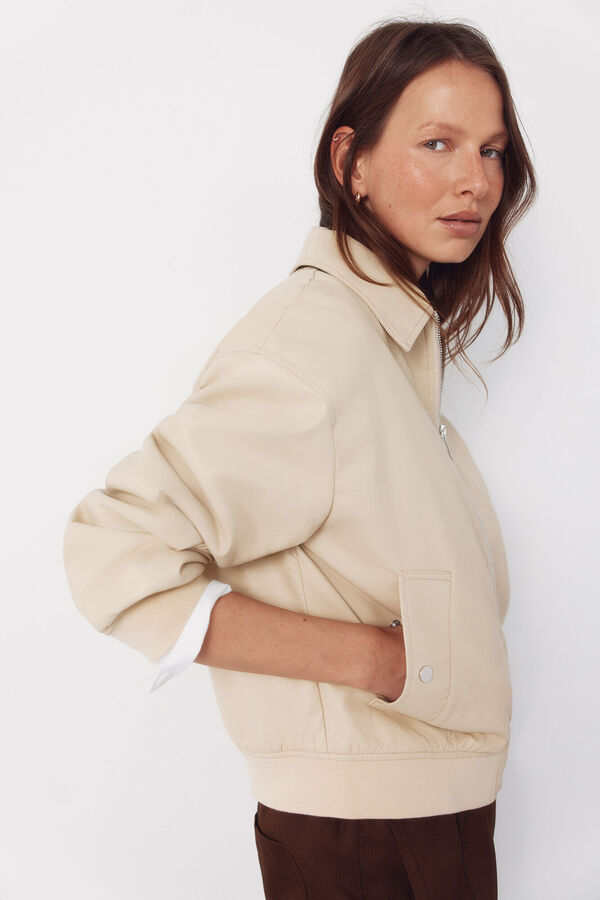 Cortefiel Chaqueta bomber efecto piel Amarillo