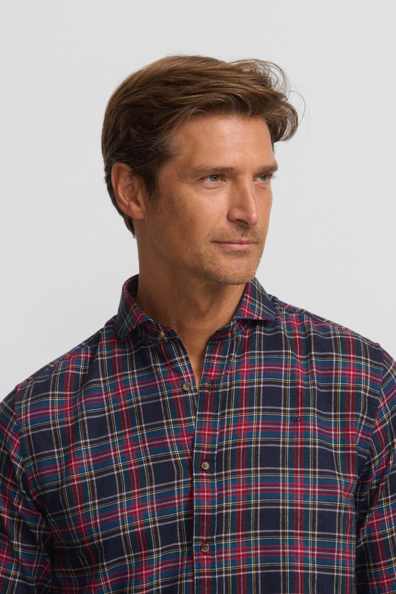 Silbon Camisa sport cuadro tartan bicolor