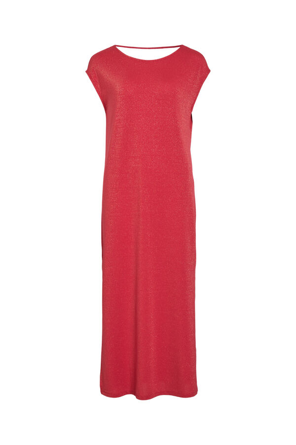Vila Vestido comprido com l&uacute;rex Vermelho
