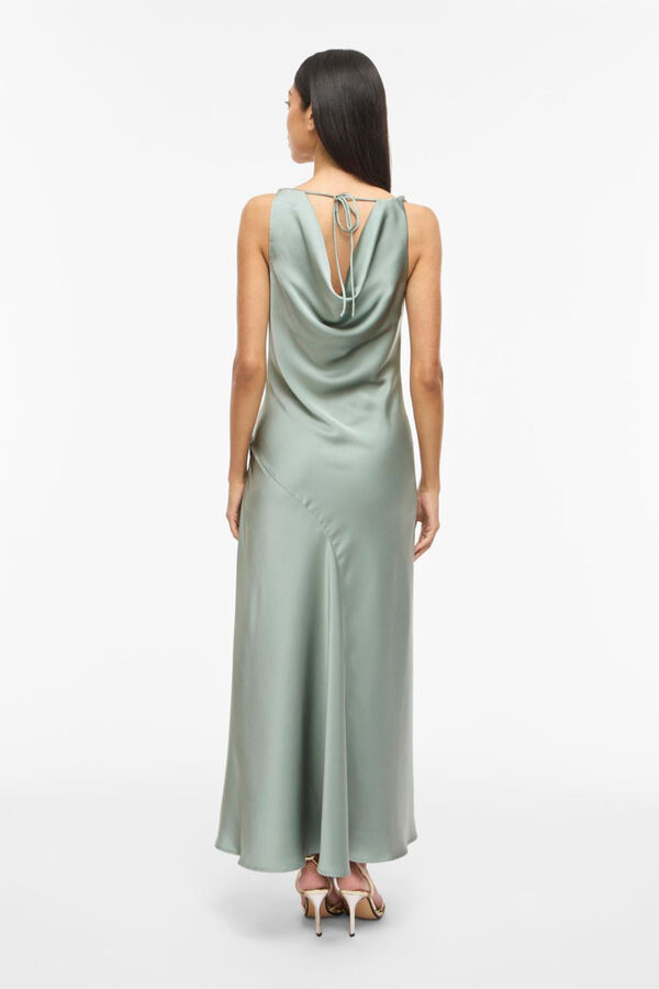 Vila Vestido largo satinado de fiesta Kaki