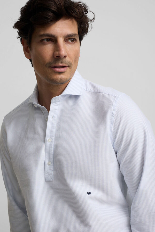 Silbon Polera sport oxford rayas Azul