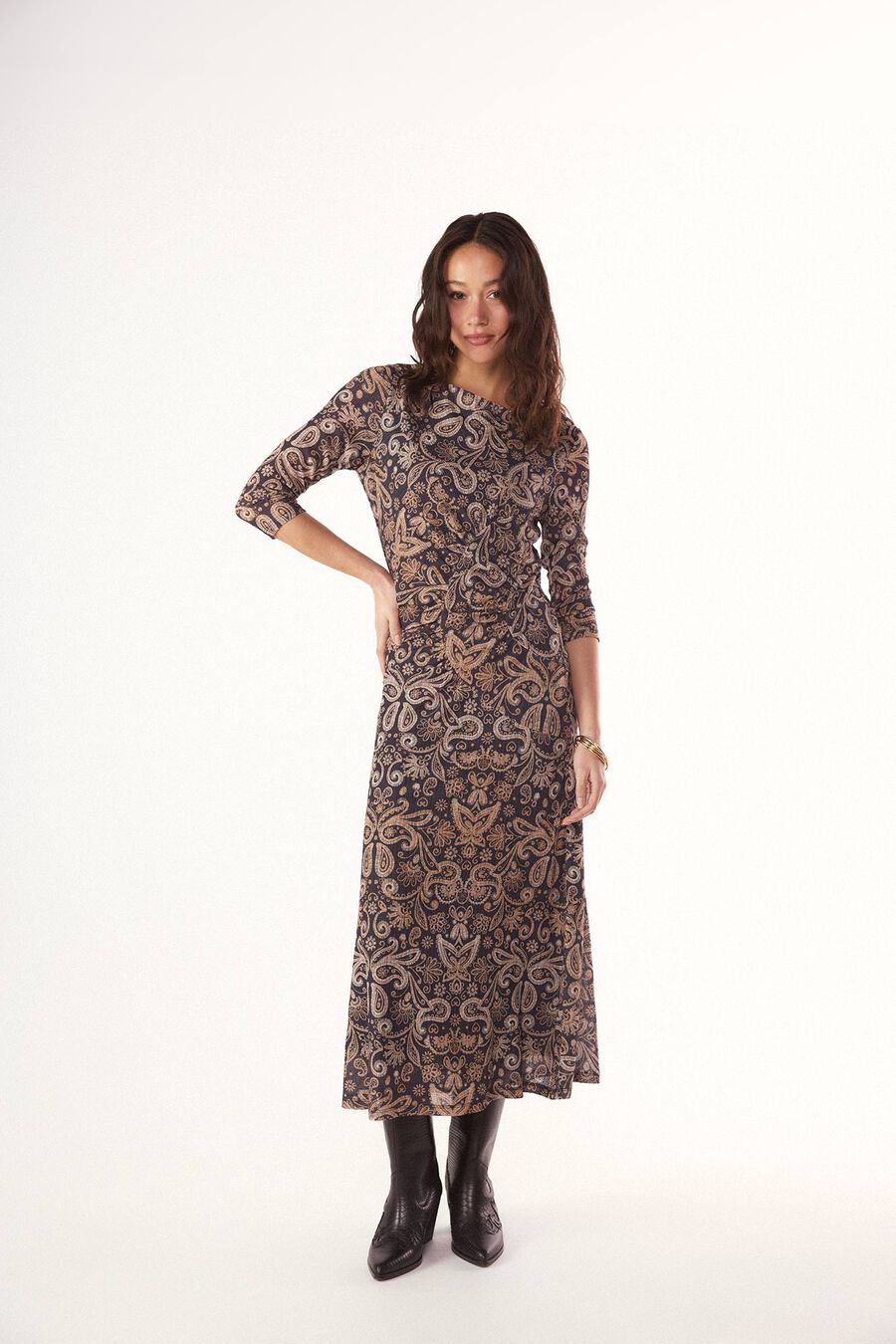 Vestido estampado frunce
