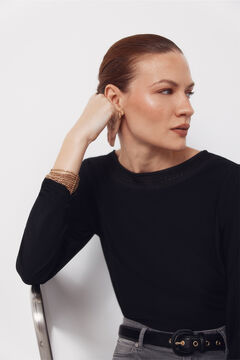 Cortefiel Camiseta com decote canoa de renda