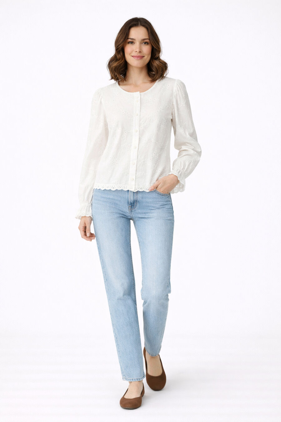 Blusa de manga larga de algodón orgánico