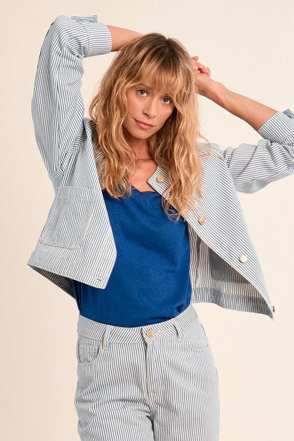 Molly Bracken Chaqueta de mujer de manga larga estampado rayas Azul