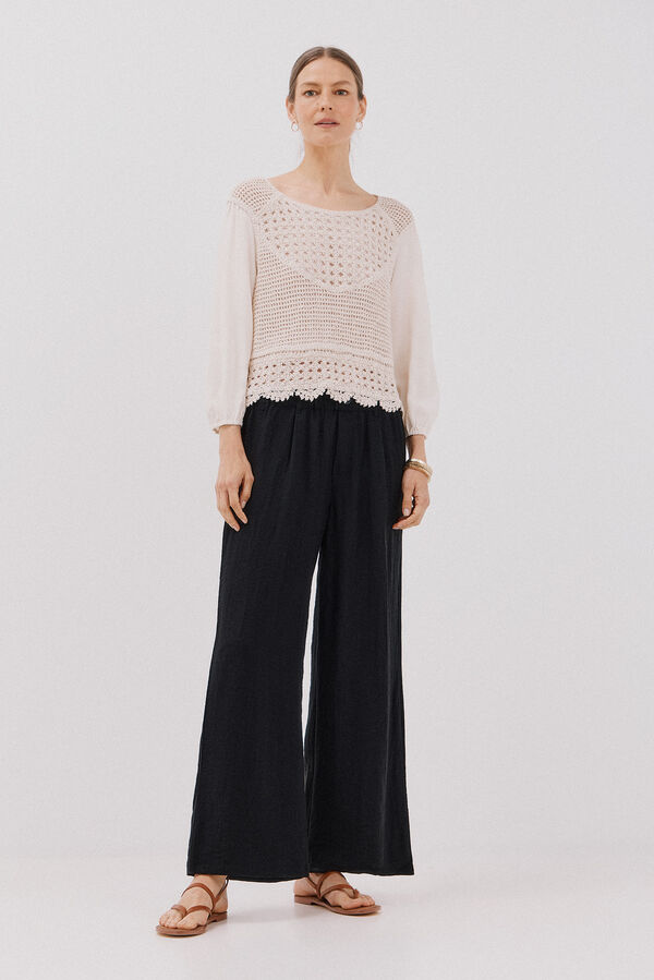 Cortefiel Pantal&oacute;n fluido ancho Negro