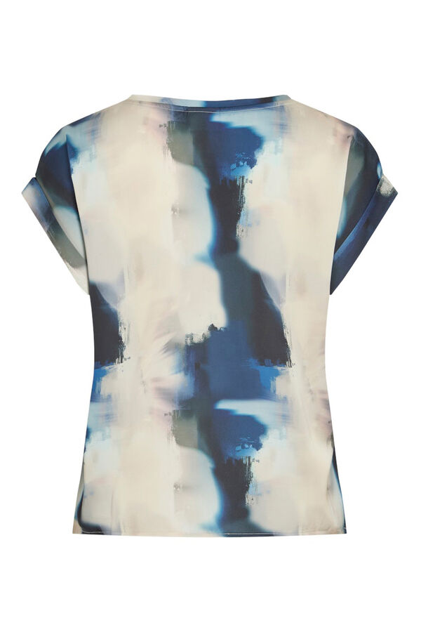 Vila Blusa manga corta satinada Estampado azul