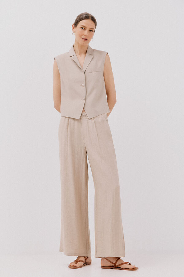 Cortefiel Pantal&oacute;n fluido ancho Beige