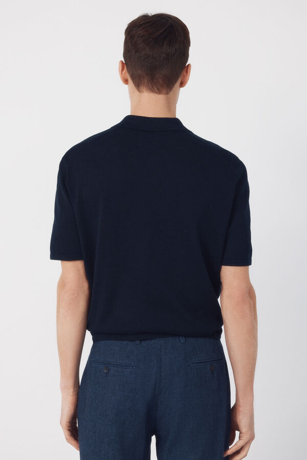 Cortefiel Cotton short sleeve polo shirt Navy
