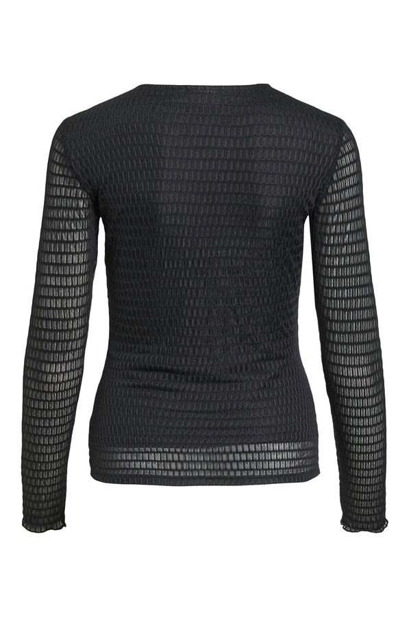 Vila Blusa texturizada de manga comprida Preto