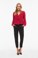 Vila Blusa de manga larga con volantes Rojo