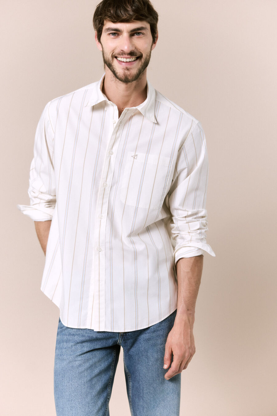 Camisa rayas popelín manga larga