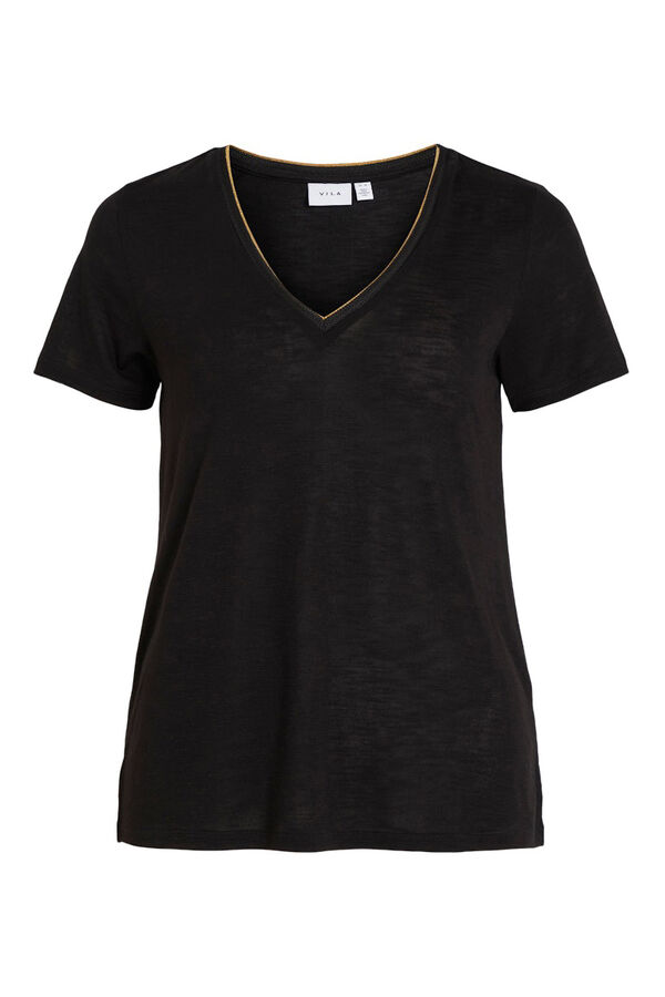 Vila T-shirt de manga curta em viscose Preto