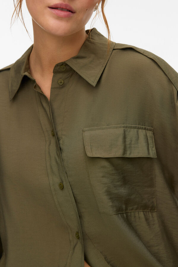 Vero Moda Camisa safari manga larga Verde