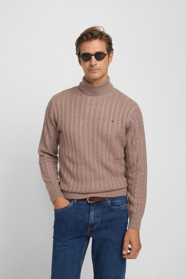 Silbon Jersey cuello vuelto de ochos Marr&oacute;n